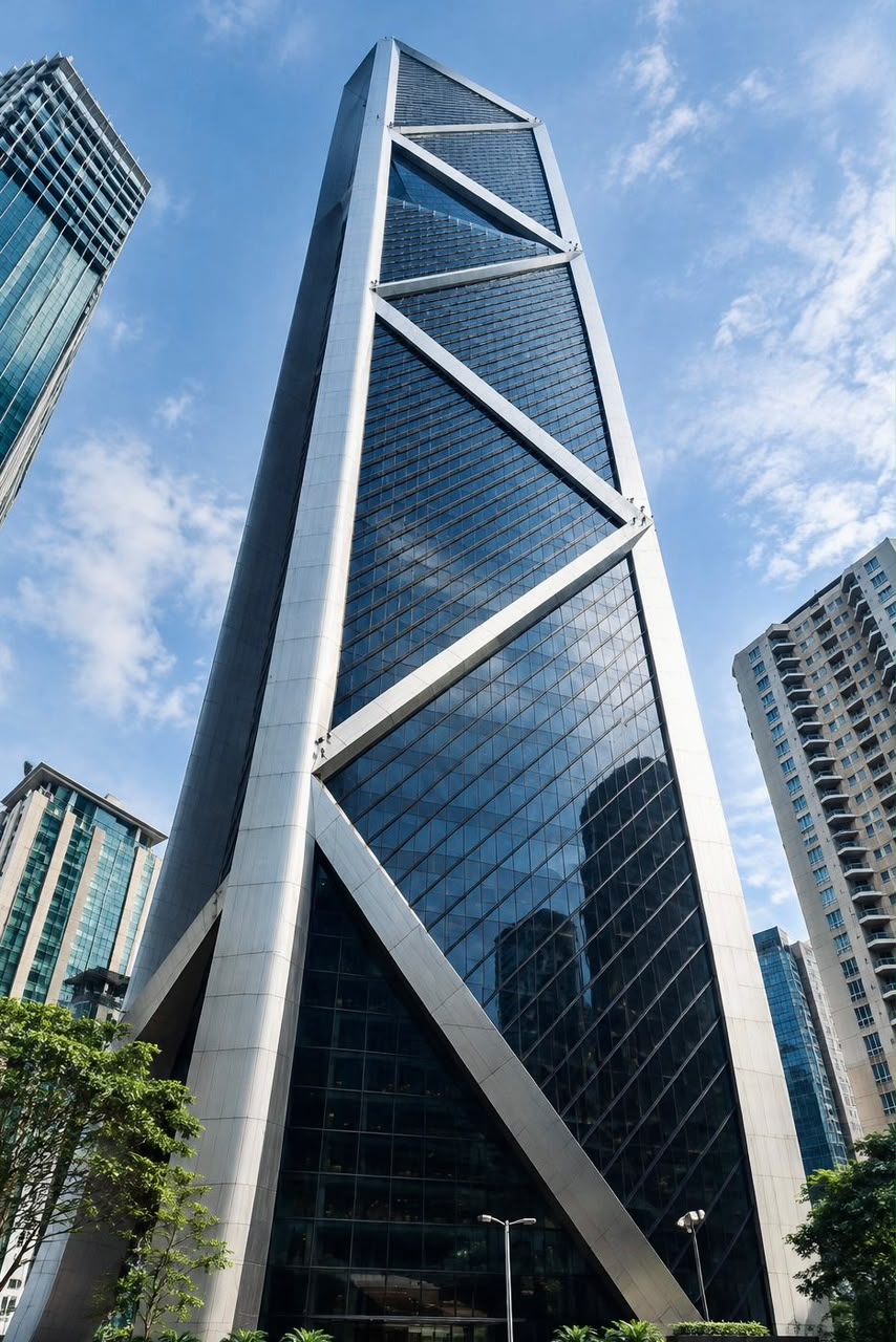 Ilham Tower rising above the Kuala Lumpur skyline at golden hour